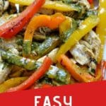 chicken fajitas with red, orange and yellow peppers