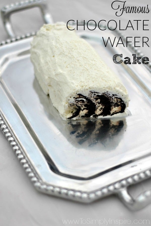 Chocolate Wafer Cake recipe sliced on a silver platter