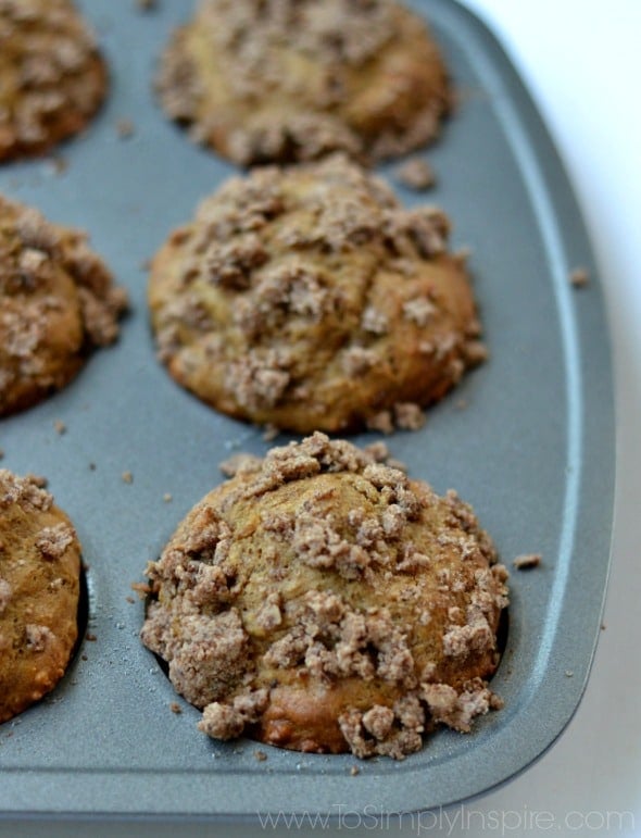 2 Coffee Cake Muffins in a muffin tin