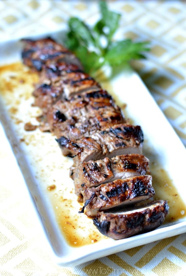 A close up of a plate of food, with Pork tenderloin