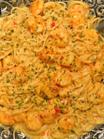 bang bang shrimp with pasta and creamy sauce
