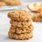 a stack of four apple oatmeal cookies