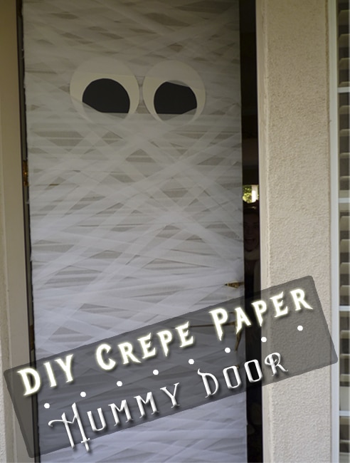 front door decorated like a mummy