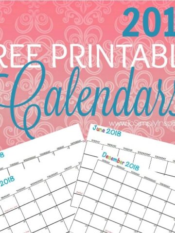 2018 free printable calendars