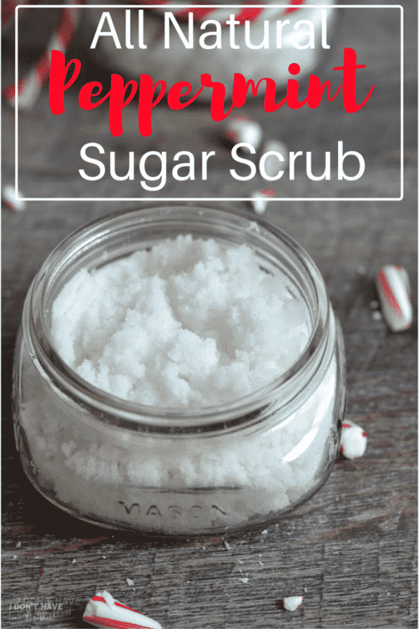 Peppermint sugar scrub in a small mason jar