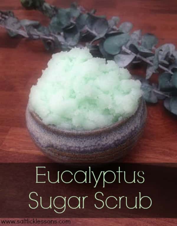 light green sugar scrub in a small dish