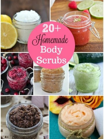 A bunch of different homemade Body Scrubs in small mason jars