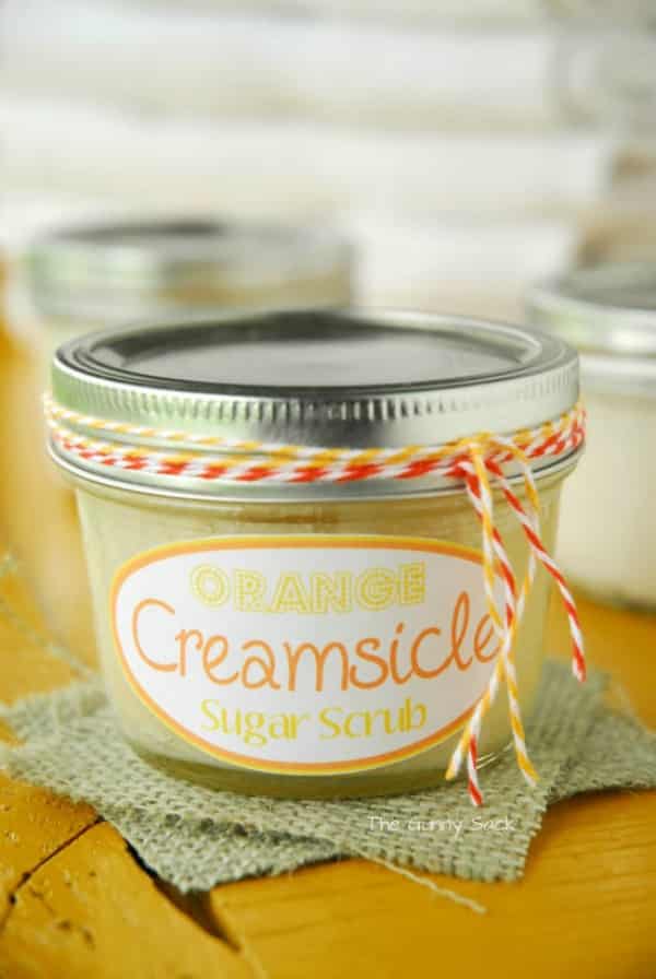 orange creamsicle body scrub in a small mason jar