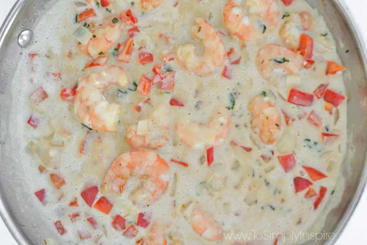 Shrimp cooking in a Thai Coconut Sauce 