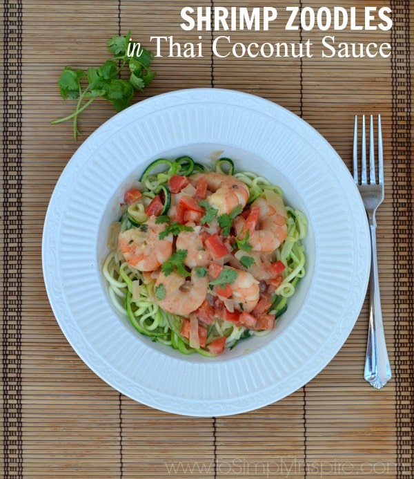 Shrimp Zoodles in Thai Coconut Sauce To Simply Inspire
