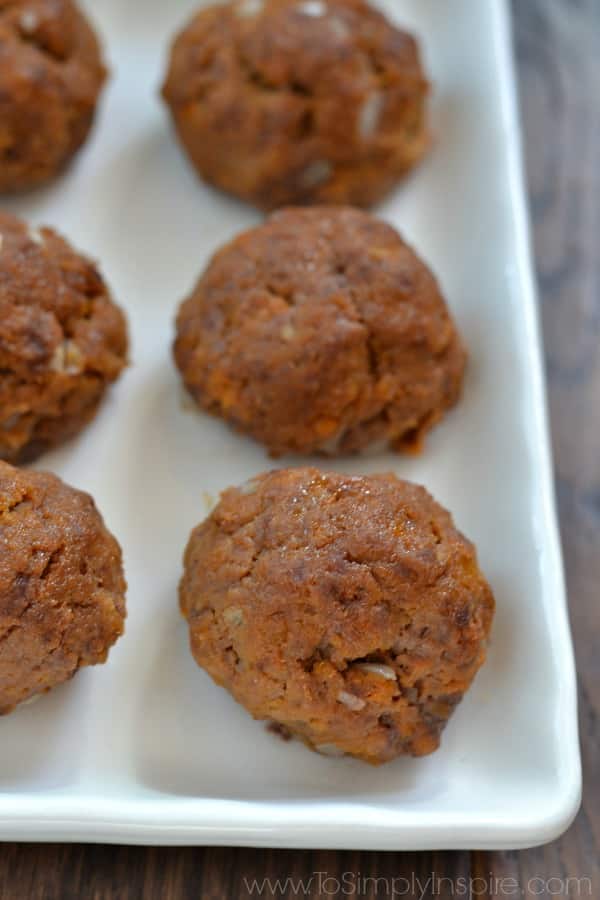 closeup of Sweet Potato Meatballs on a white plate