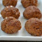 eight Sweet Potato Meatballs on a white plate