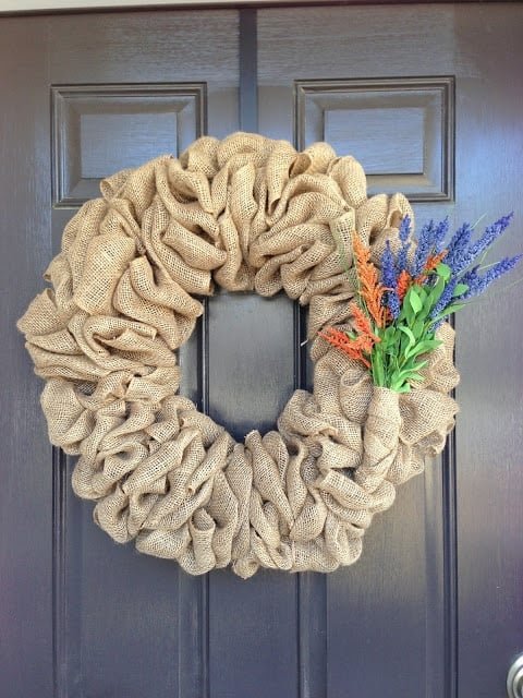 a burlap wreath