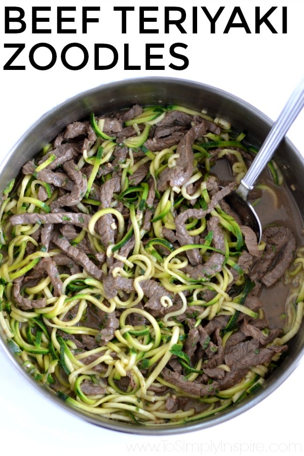 Easy beef teriyaki zoodles made with all natural ingredients and ready in less than 30 minutes. Perfect juicy, tender beef in a simple, delicious homemade teriyaki sauce. Easy beef teriyaki zoodles made with all natural ingredients and ready in less than 30 minutes. Perfect juicy, tender beef in a simple, delicious homemade teriyaki sauce.