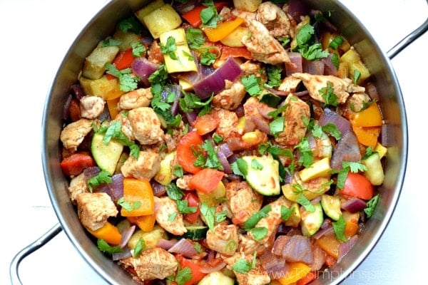 Mexican Chicken Zucchini Skillet recipe in a stainless steel pan