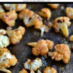 buffalo cauliflower on a baking sheet