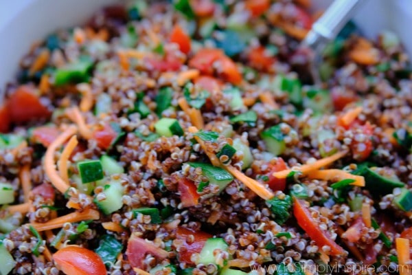 A close up tabouli salad with quinoa 