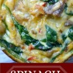 Spinach quiche muffin with text overlay