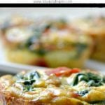 Spinach quiche muffin with text overlay