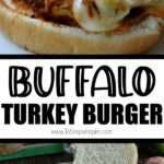 buffalo turkey burger on a bun with a slice of melted cheese