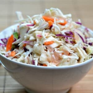 white bowl with asian slaw