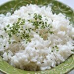 Coconut rice recipe in a green bowl