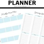 printable meal planner and grocery list with text overlay