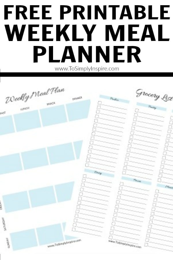 Free Printable Weekly Meal Planner and Grocery List - To Simply Inspire