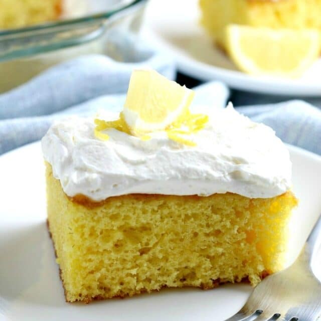 Lemonade Poke Cake with Whipped Lemon Frosting To Simply Inspire