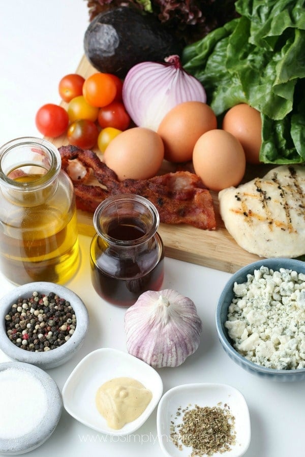 Cobb Salad Ingredients on a white background