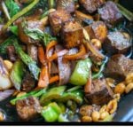 Kung Pao Tofu Recipe cooking in a pan