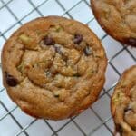 closeup of zucchini muffins on a wire rack