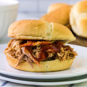 bbq pulled pork sandwich on a bun