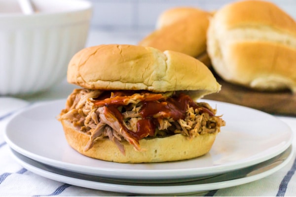 bbq pulled pork sandwich on a bun