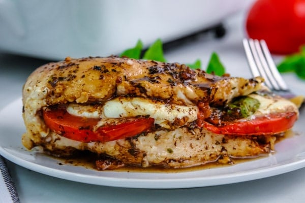 boneless chicken breast stuffed with fresh mozzarella cheese, tomato and fresh basil