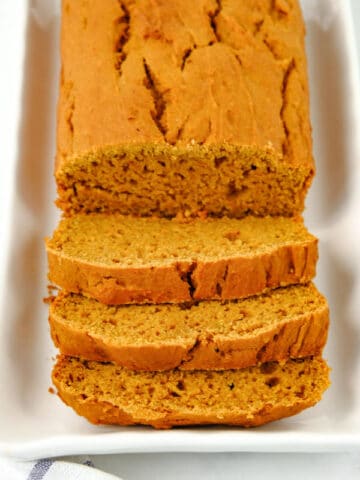sweet potato bread with 3 slices cut