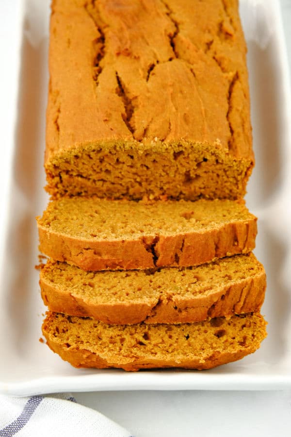 sweet potato bread with 3 slices cut