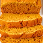 closeup of slices of sweet potato bread