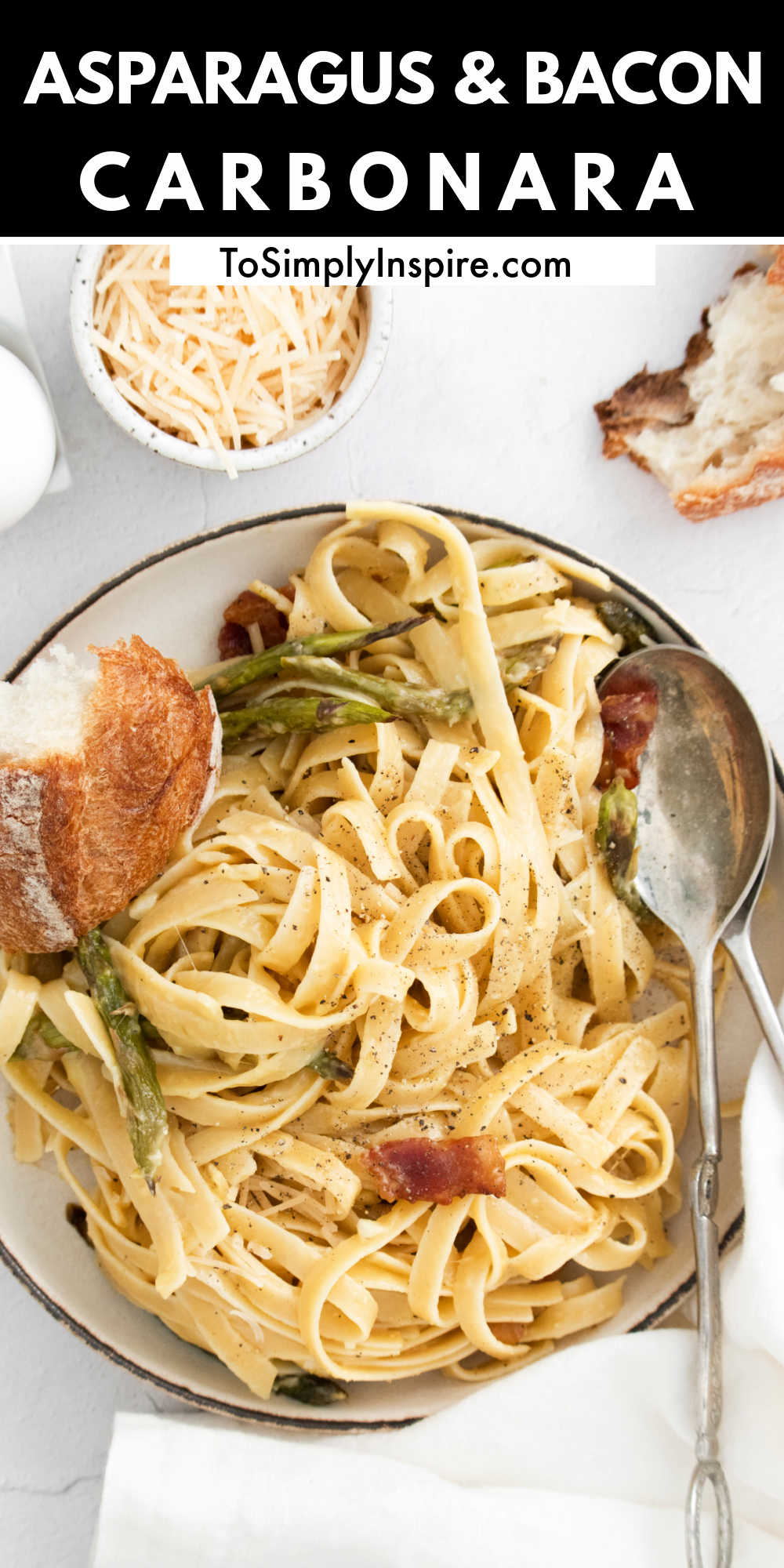 Roasted Asparagus and Bacon Carbonara To Simply Inspire