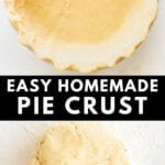 homemade pie crust in a pie plate and pie crust dough
