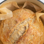 sourdough loaf in a dutch oven