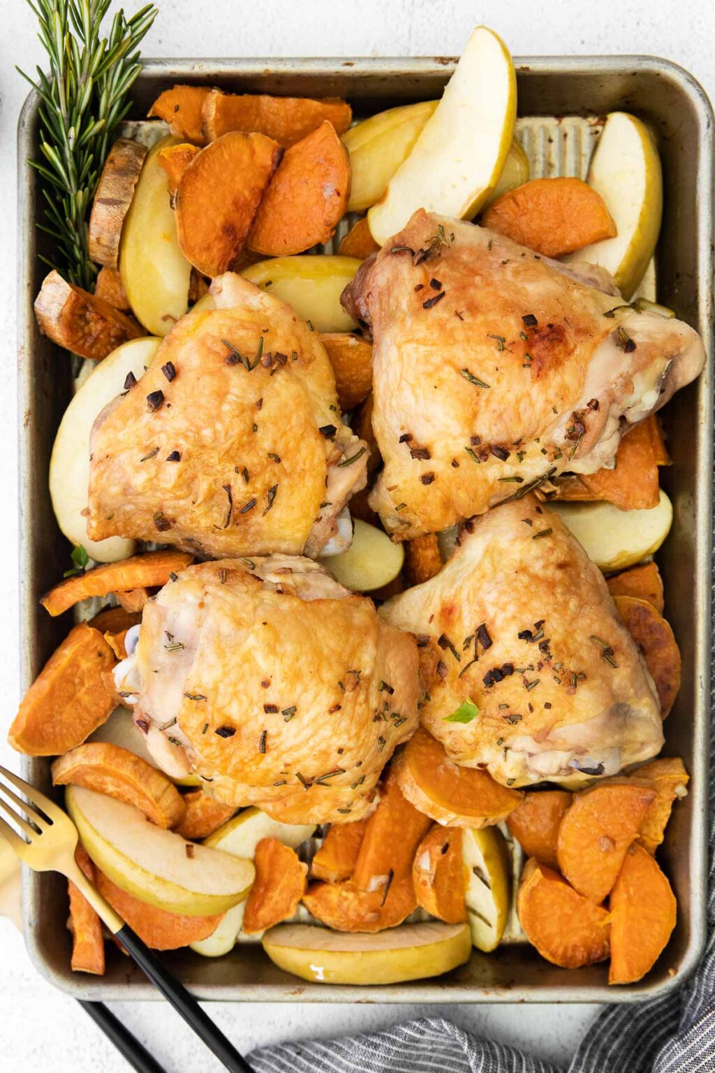 Sheet Pan Chicken Thighs with Sweet Potatoes and Apples To Simply Inspire