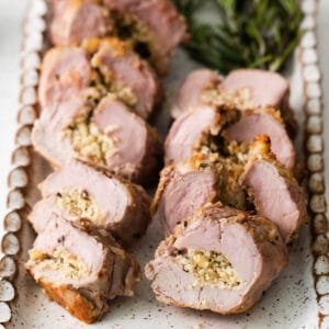 slices of stuffed pork tenderloin