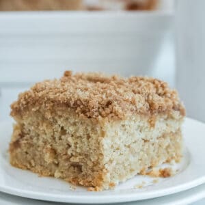 slice of coffee cake on a white plate