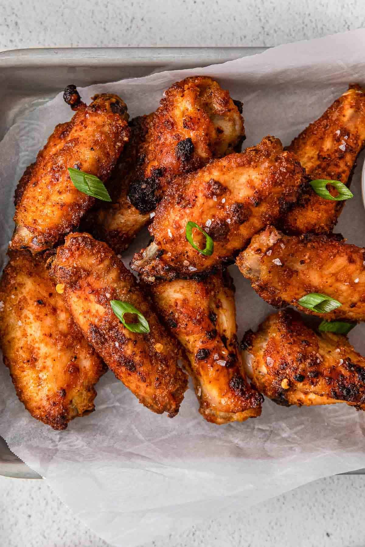 Crispy Air Fryer Chicken Wings Recipe - Shown on two racks in the