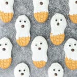 Easy ghost cookies recipe with a text overlay that reads nutter butter ghosts.