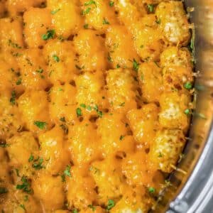 Cheesy tater tots in a crock pot.