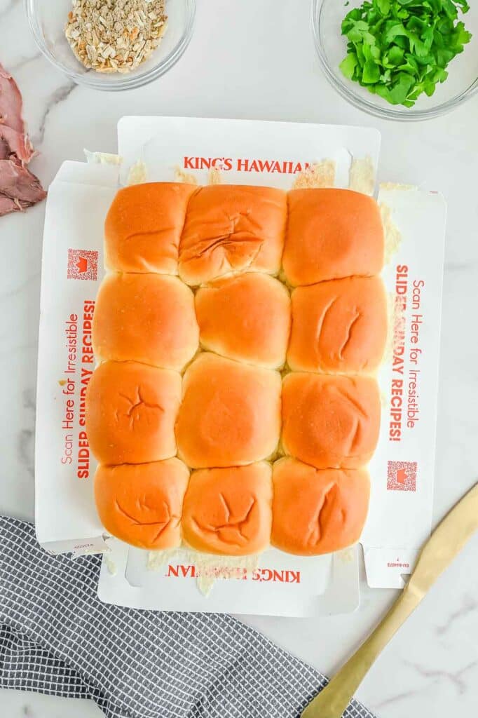 Hawaiian rolls out of the packaging.