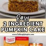 A slice of pumpkin cake with cream cheese frosting on a white plate, next to a fork.